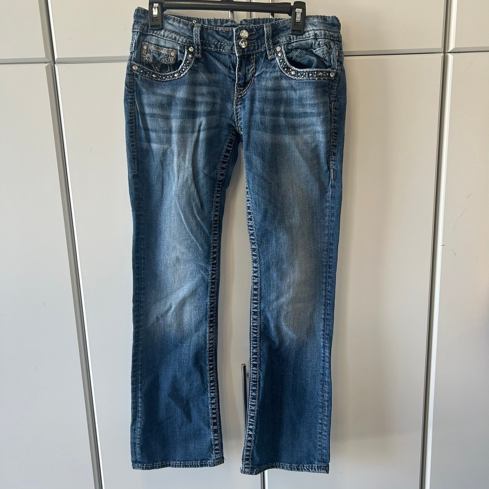 Vigoss The New York Bootcut Jeans Embellished Sequins Studs Medium Wash Size 7/8